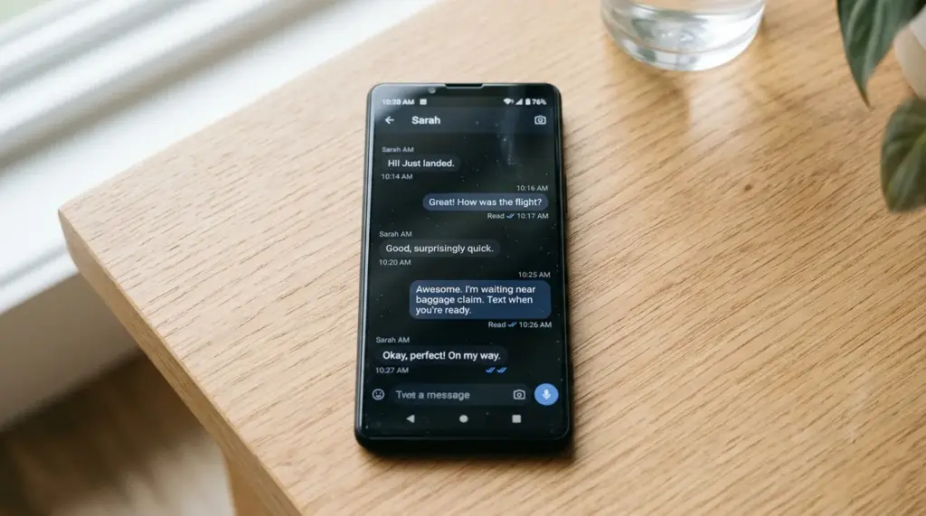 Écran de smartphone affichant un accusé de lecture SMS