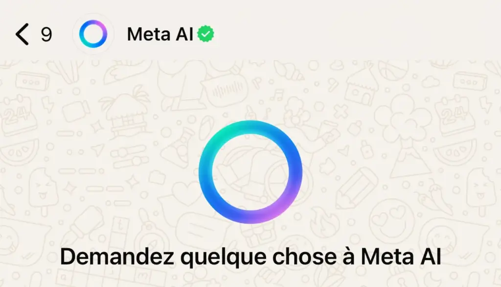 Aperçu du cercle bleu de Meta AI lorsqu'on clique dessus