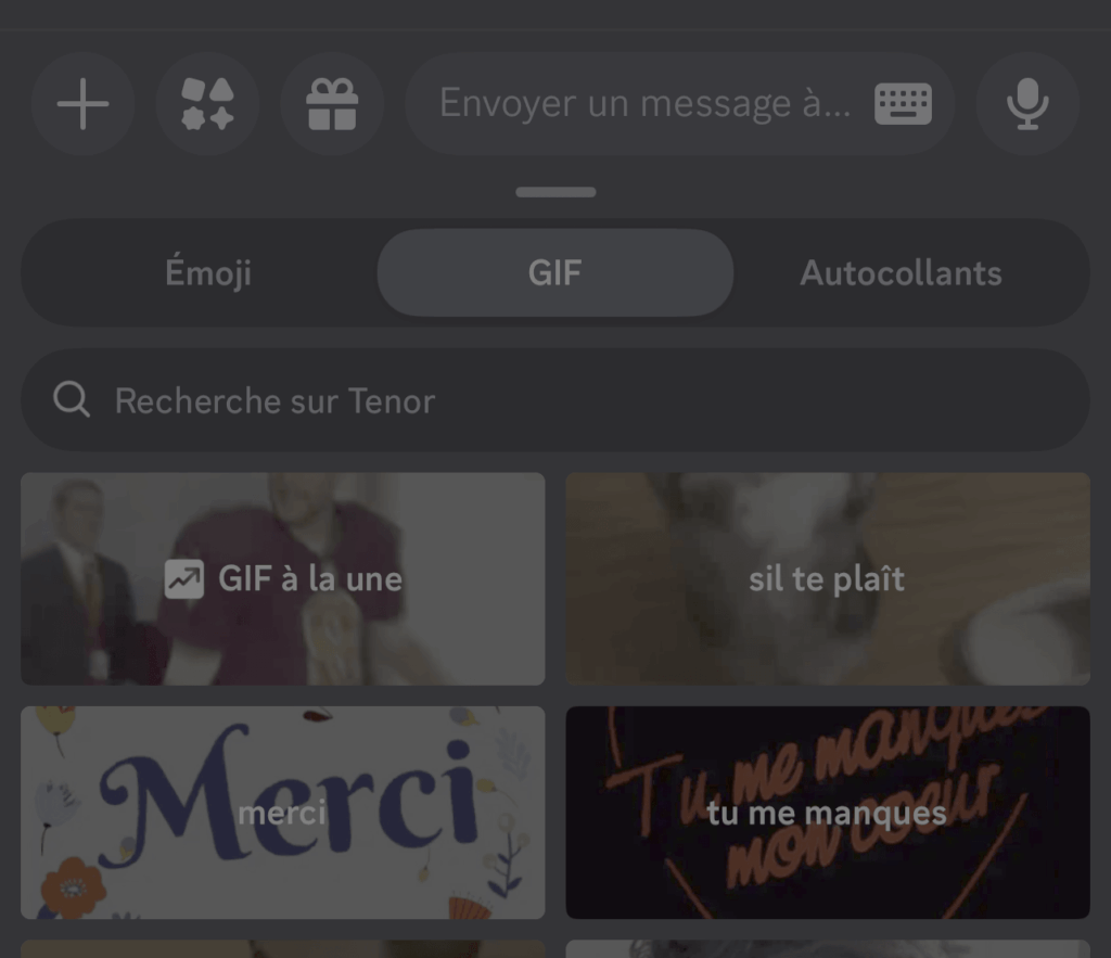 Envoie d'un gif sur Discord