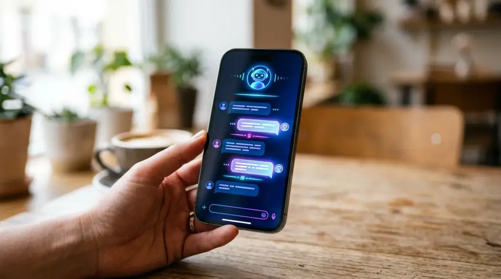 Interface de conversation Candy AI sur smartphone