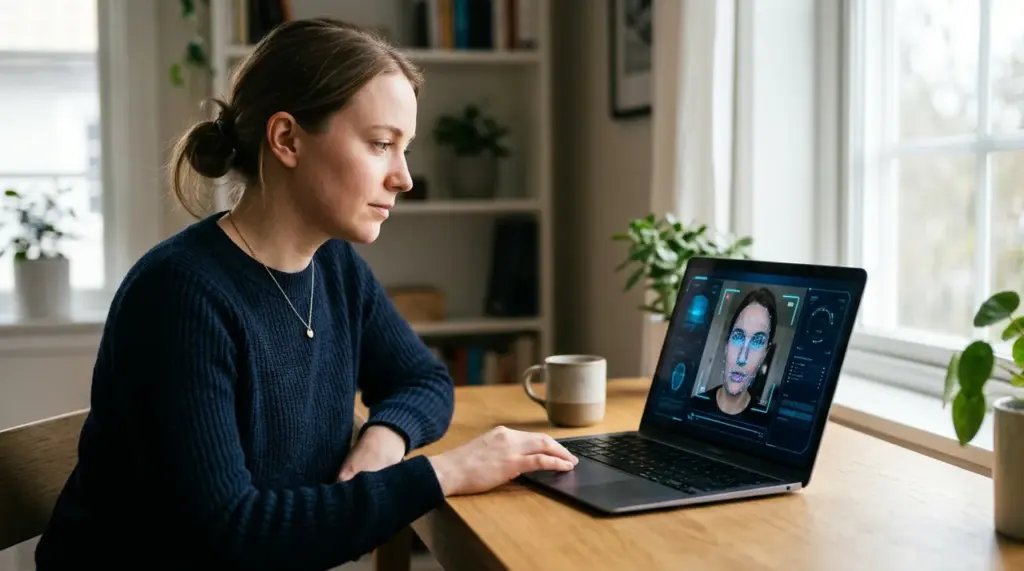Reconnaissance faciale PimEyes sur un écran d'ordinateur