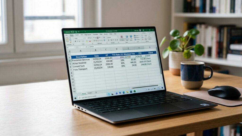 Calcul de TVA sur Excel avec formules HT et TTC