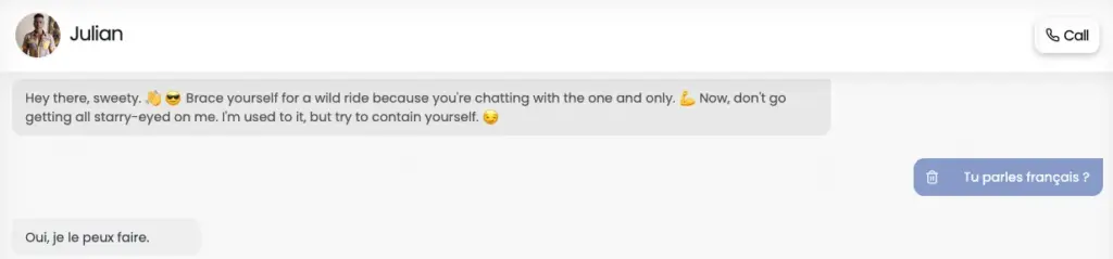 Aperçu d'un échange de message en français