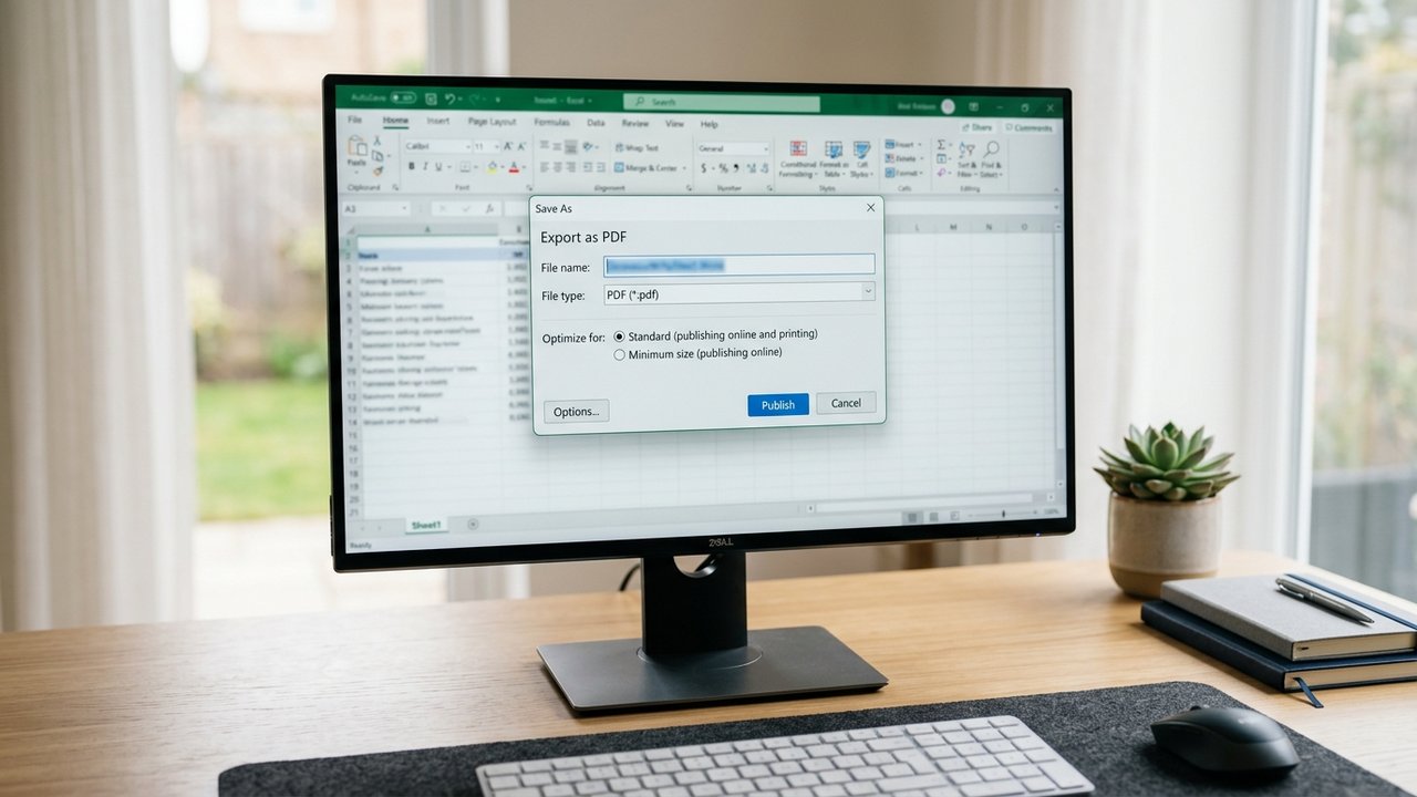Export d'une facture Excel en format PDF