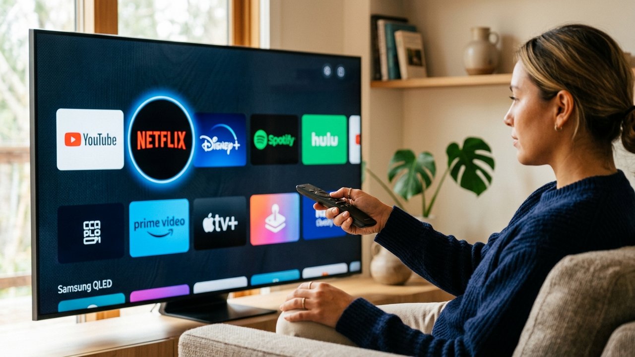Sélection d'une application sur l'écran d'accueil d'une Smart TV